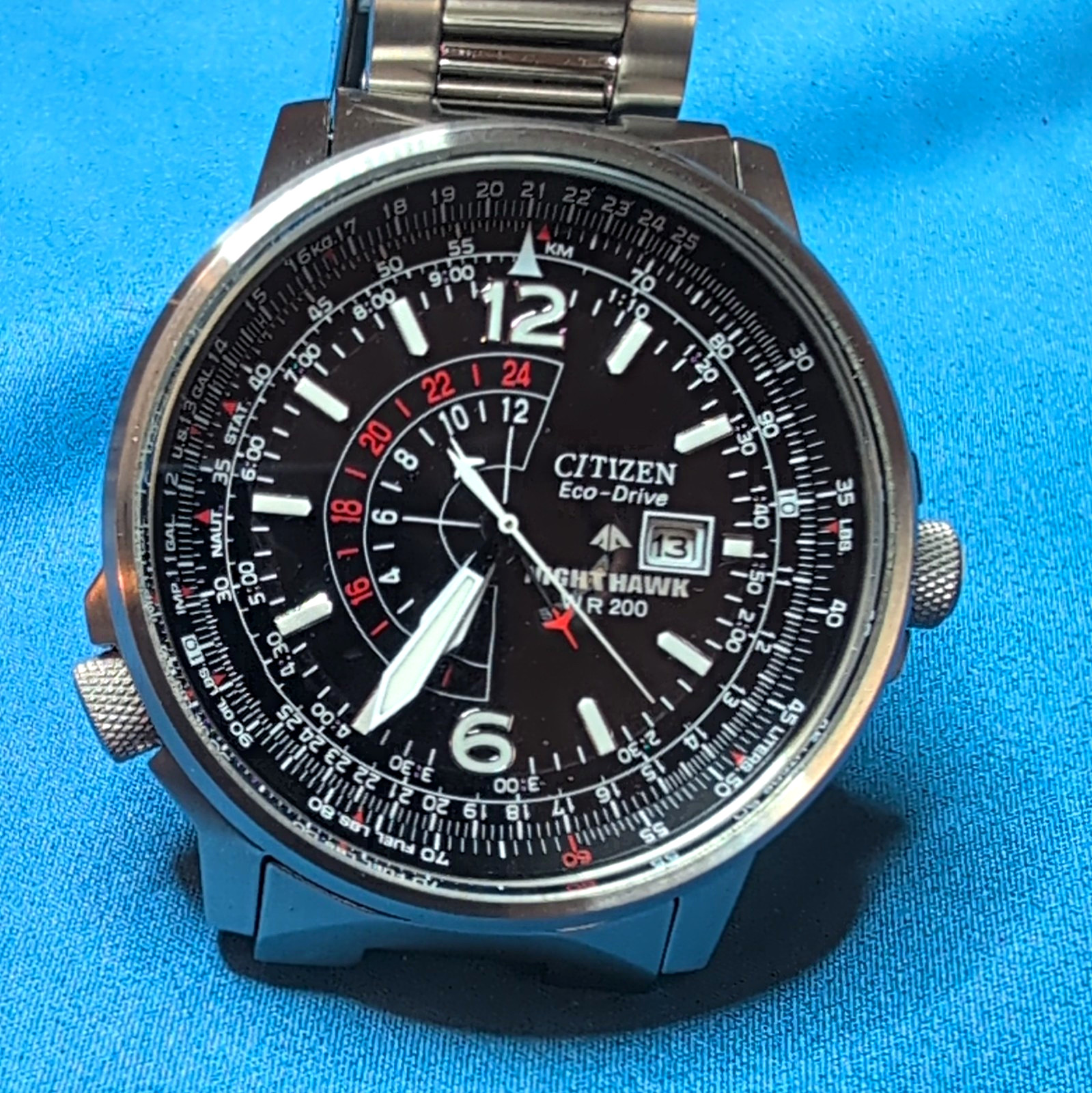 Citizen Promaster Nighthawk Eco-Drive 200m Slide Rule Black Dial SS Watch Box
