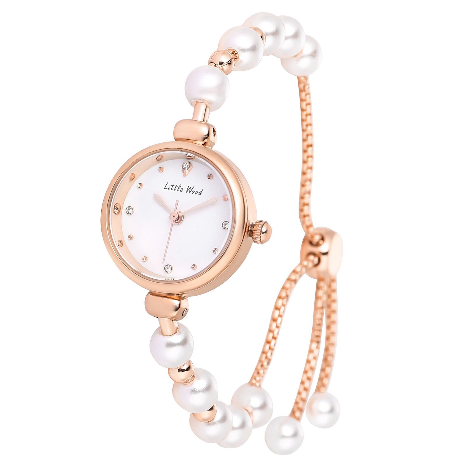 Women Girls Waterproof Dainty Pearl Bracelet Band Round Analog Dress Wrist Watch