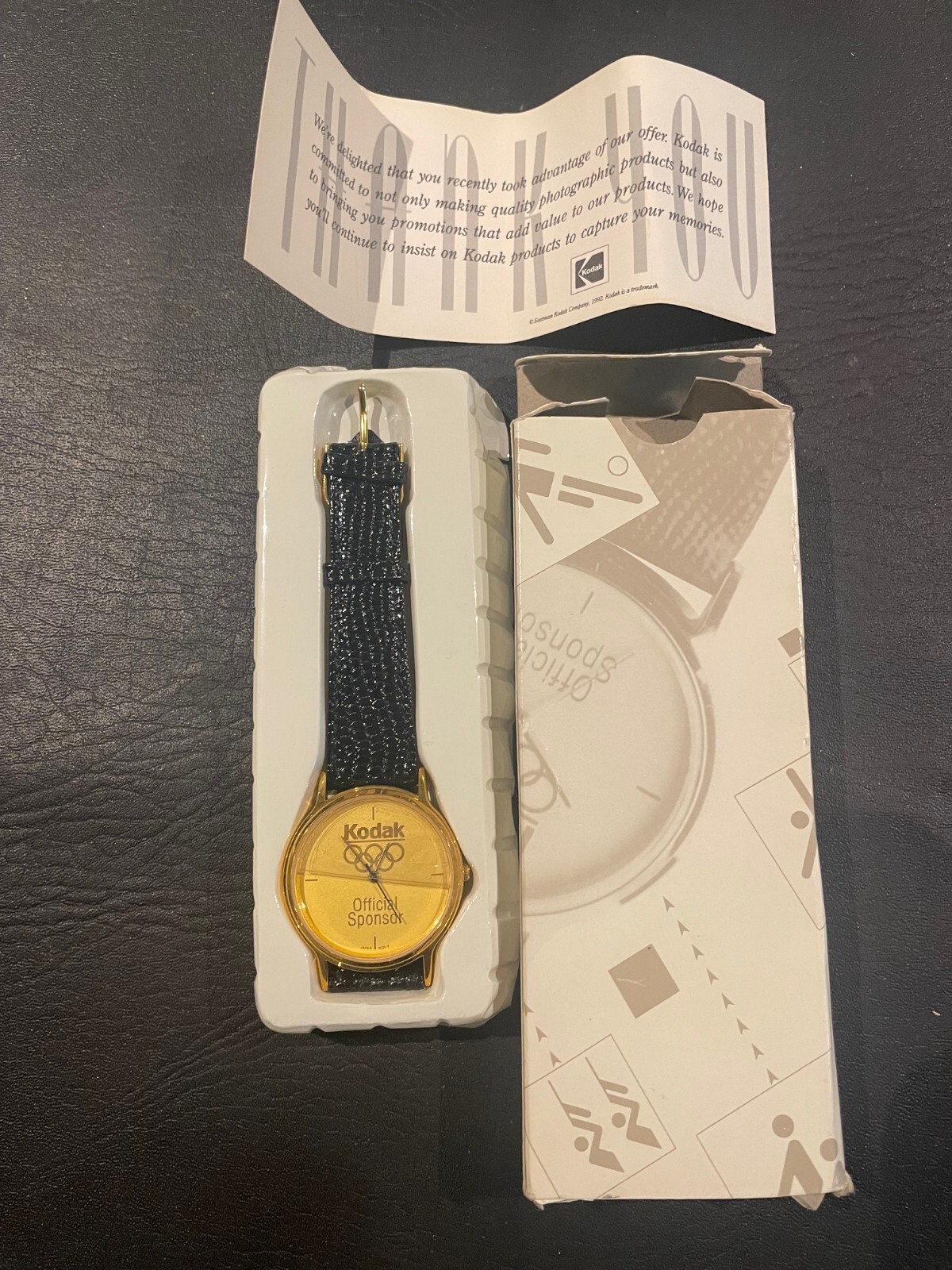 Kodak Watch Official Sponsor 1992 Olympics Gold Face NIB