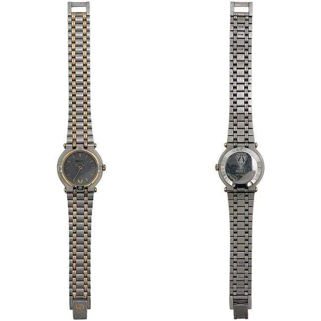 AUTHENTIC GUCCI 9000L Watch Gray Dial SS Quartz Silver Gold Used