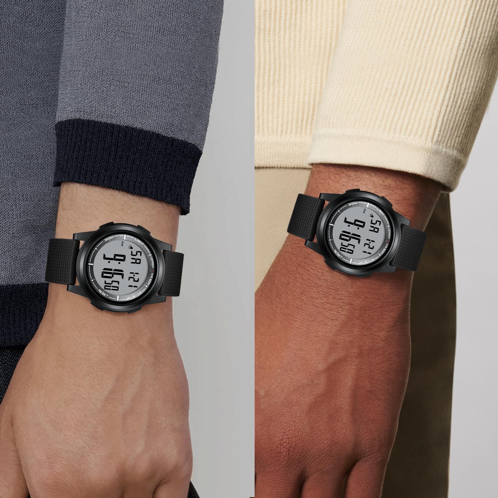 Men’s Digital Watch Ultra Thin Minimalist Waterproof LED Large Face Alarm Sport