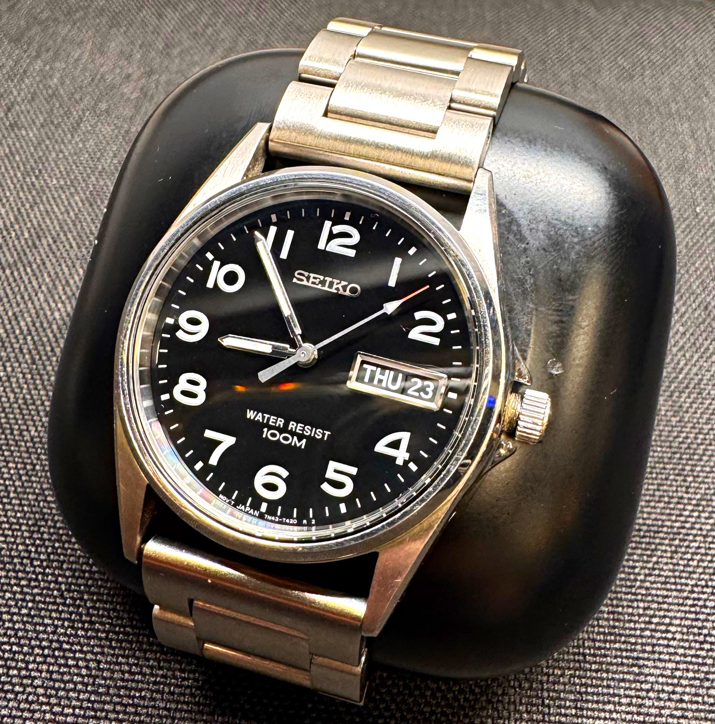 Seiko 7N43-9101 VTG Men’s Quartz Watch – Sapphire Crystal – New Battery – 37mm