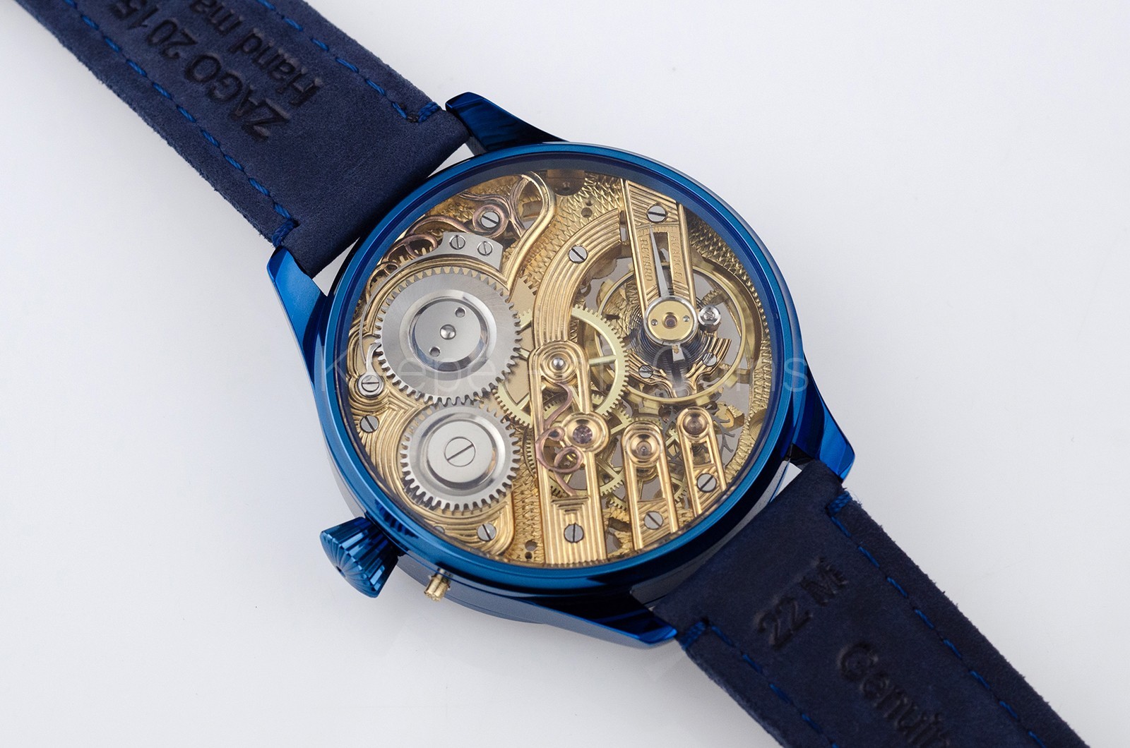 SWISS MOVEMENT SKELETON “GRAPE” ENGRAVED WRISTWATCH CUSTOM MADE MARRIAGE WATCH