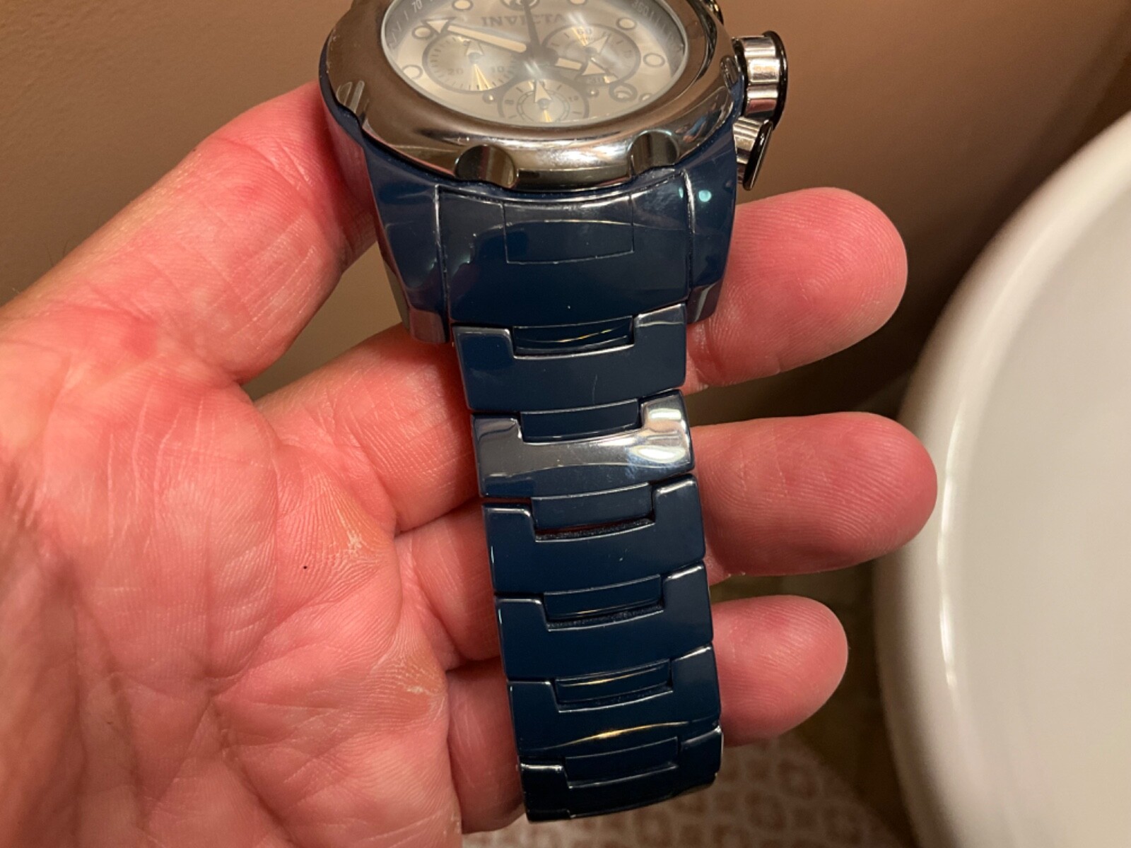 INVICTA SWISS QUARTZ CHRONOGRAPH SOLID BLUE TUNGSTEN AND CERAMIC MODEL 0316 LQQK