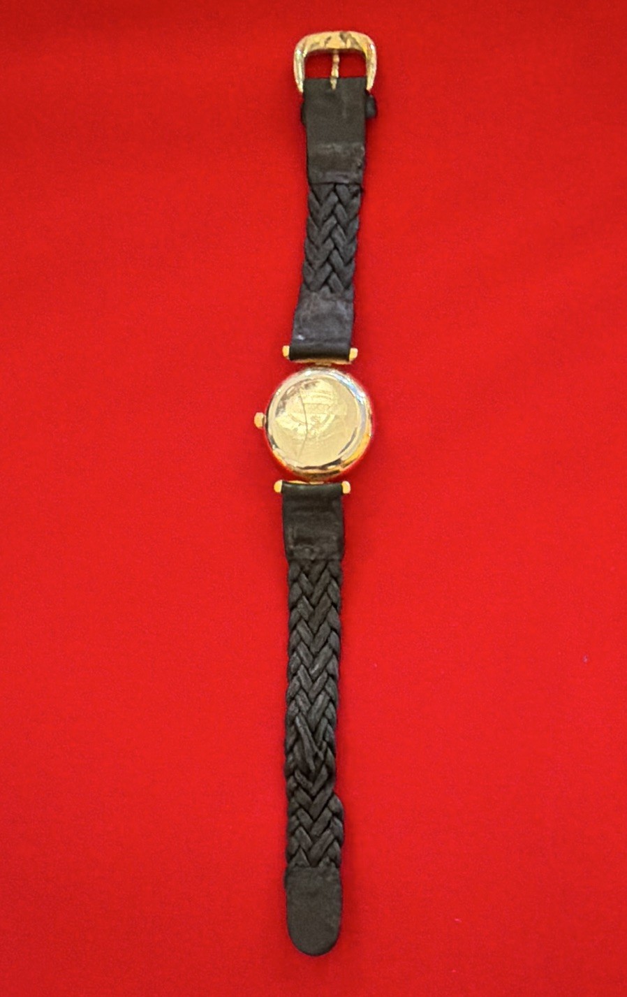 Fossil Skeleton Automatic Analog Watch Gold Tone Dial Case Black Braided Strap