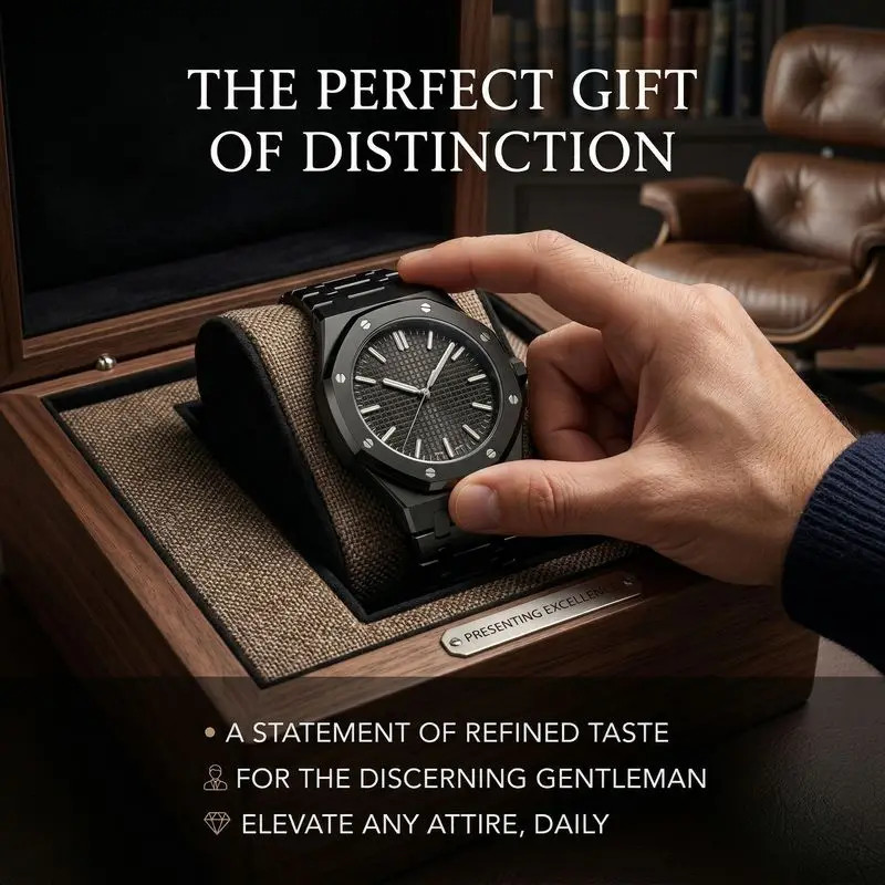 1Pc Simple and Stylish Octagonal Bezel Mesh Dial Black Steel Strap Watch Unisex